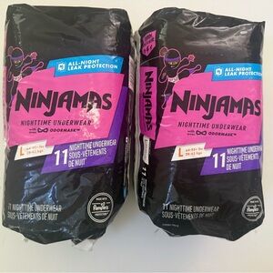 Pampers Ninjamas Nighttime Bedwetting Underwear Girl Size L 11 Count 2 Packs